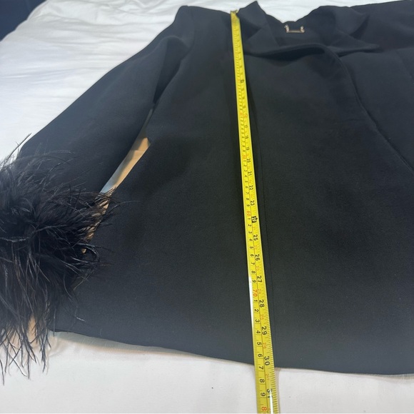 House of CB Esme Black Oversized Blazer with Feather Cuffs Size L+ - Picture 9 of 16